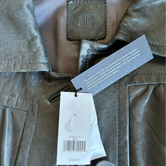 NWT Banana Republic black vintage genuine leather jacket early 2000s size XL! - Picture 6 of 7